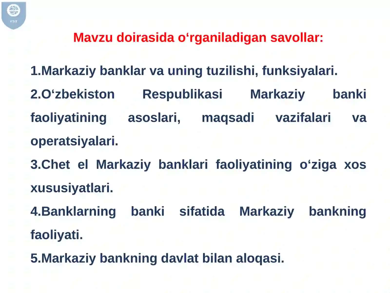 Markaziybanklar va ularning funktsiyalari 2