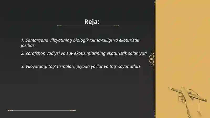 Samarqand viloyatining biologik xilma-xilligi va ekoturistik jozibasi 2
