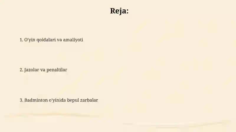 Badminton o'yinida erkin jarima va jarima volanlari 2