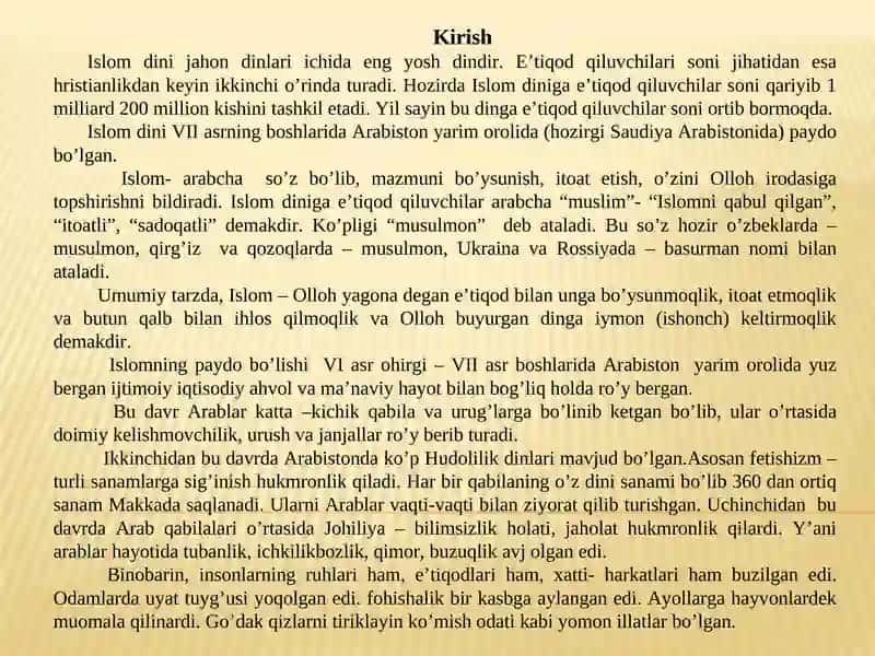O’rta Osiyoga Arablarning bostirib kelishi va islom dinining yoyilishi 2