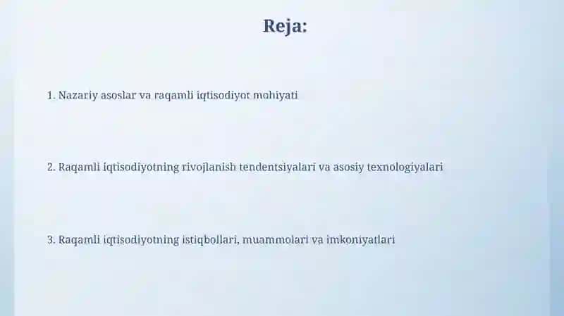 Raqamli iqtisodiyotning nazariy asoslari va rivojlanish istiqbollari 2