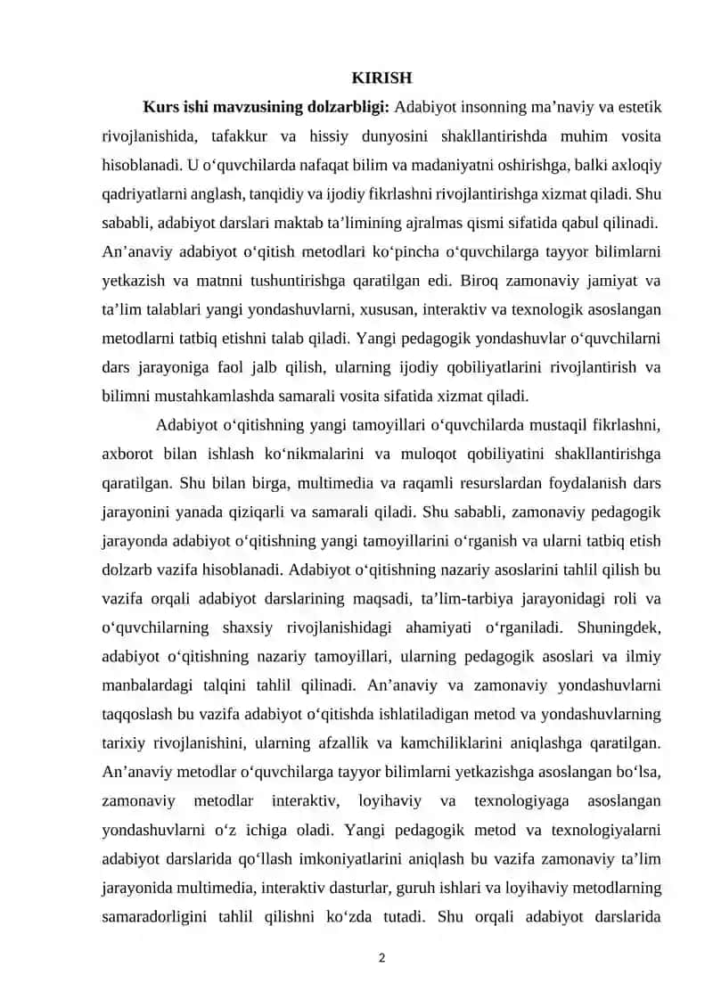 Adabiyot o‘qitishning yangi tamoyillari 2
