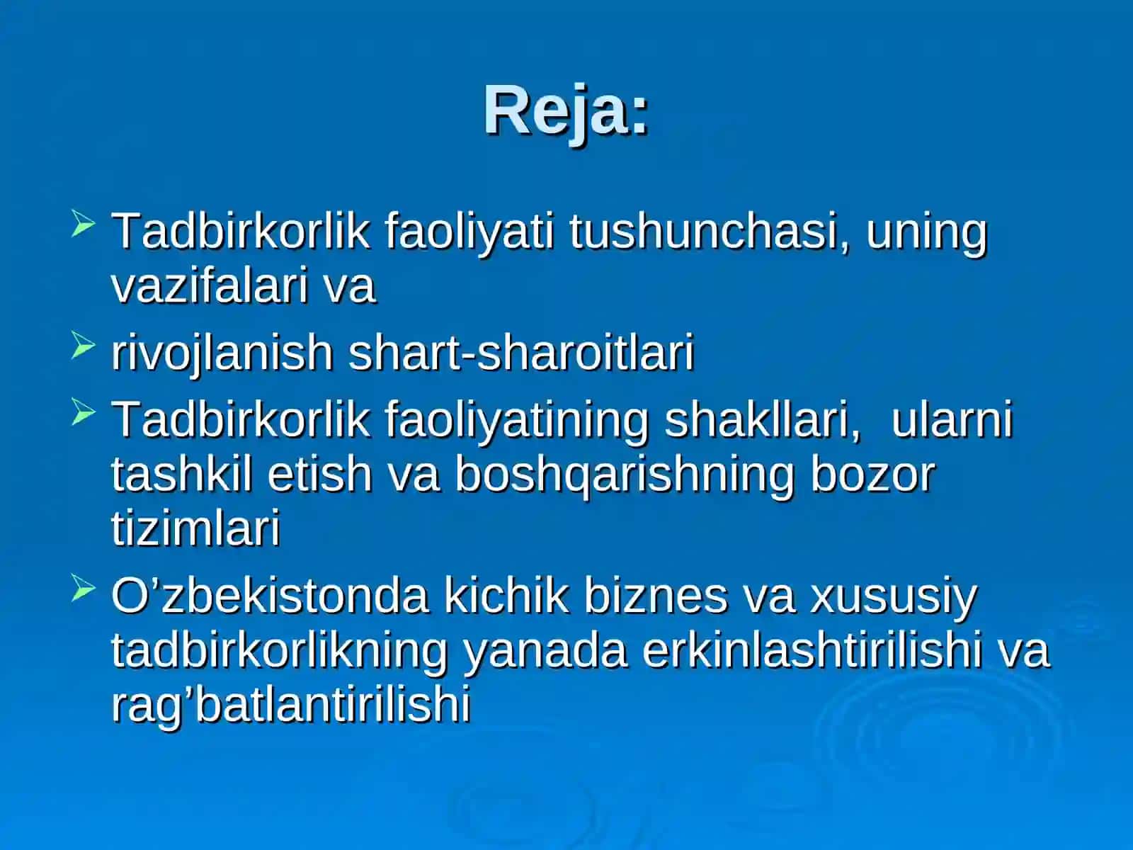 Tadbirkorlik Faoliyati Tushunchasi 2