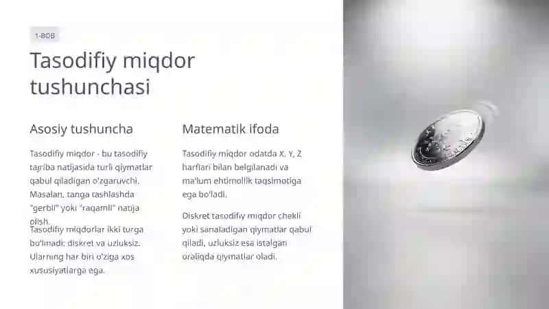 Diskret turdagi ikki o'zgaruvchili tasodifiy miqdorning taqsimot qonuni 2