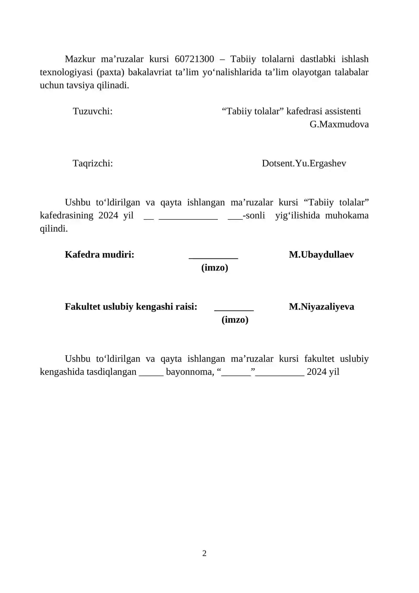 Tabiiy tolalarni dastlabki ishlash texnologiyasi (paxta) 2