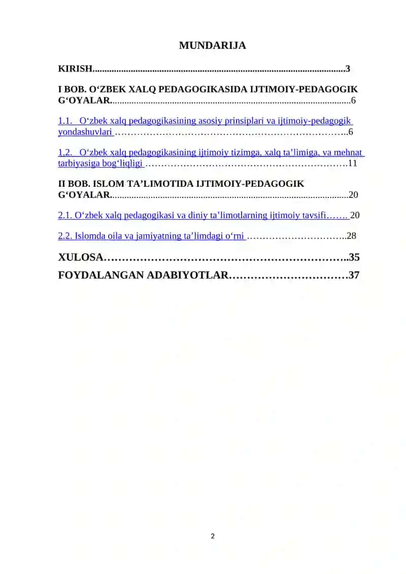 O‘ZBEK XALQ PEDAGOGIKASI VA ISLOM TA'LIMOTIDA IJTIMOIY-PEDAGOGIK G‘OYALAR 2