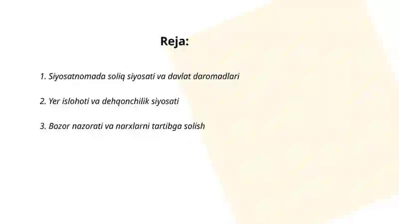 Nizommulkning,,Siyosatnoma'' asridagi iqtisodiy fikrlar 2