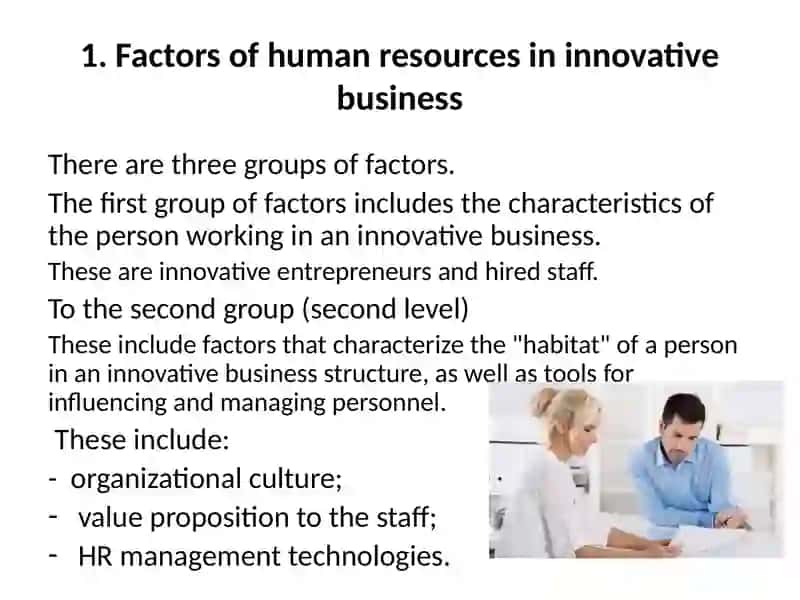 Factors of Human Resources in Innovative Business 2