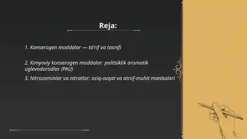 Konserogen moddalar — taʼrif va tasnifi 2