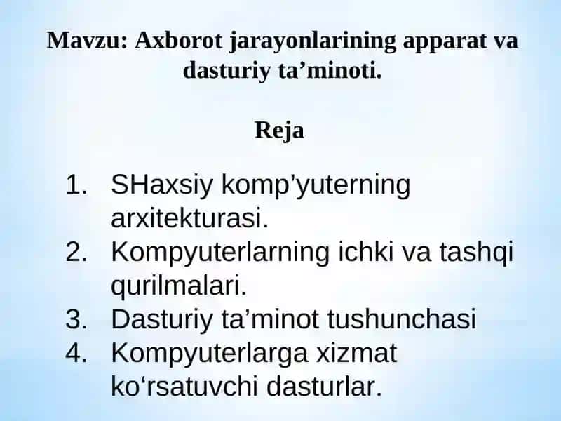 Axborotjarayonlarining apparat va dasturiy ta’minoti 2