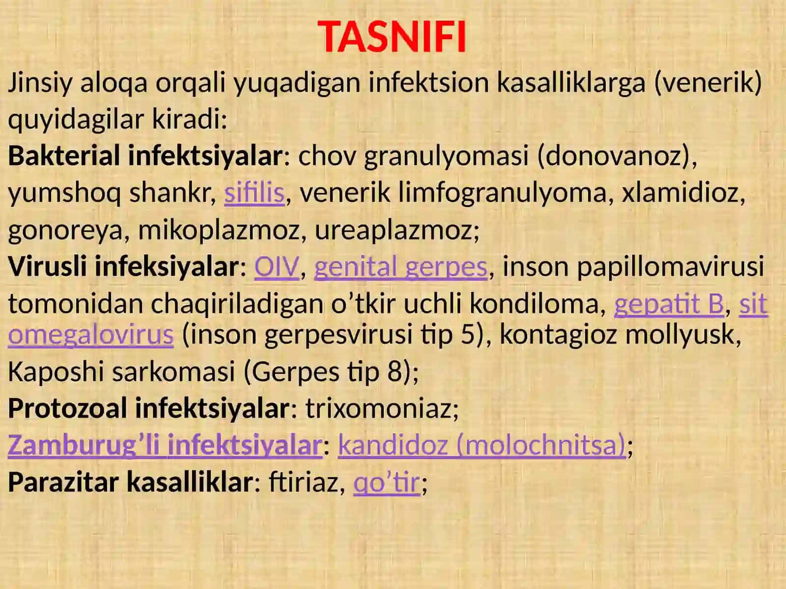 JINSIY YO’L BILAN YUQADIGAN INFEKTSIYALAR TASHXISLASH 2