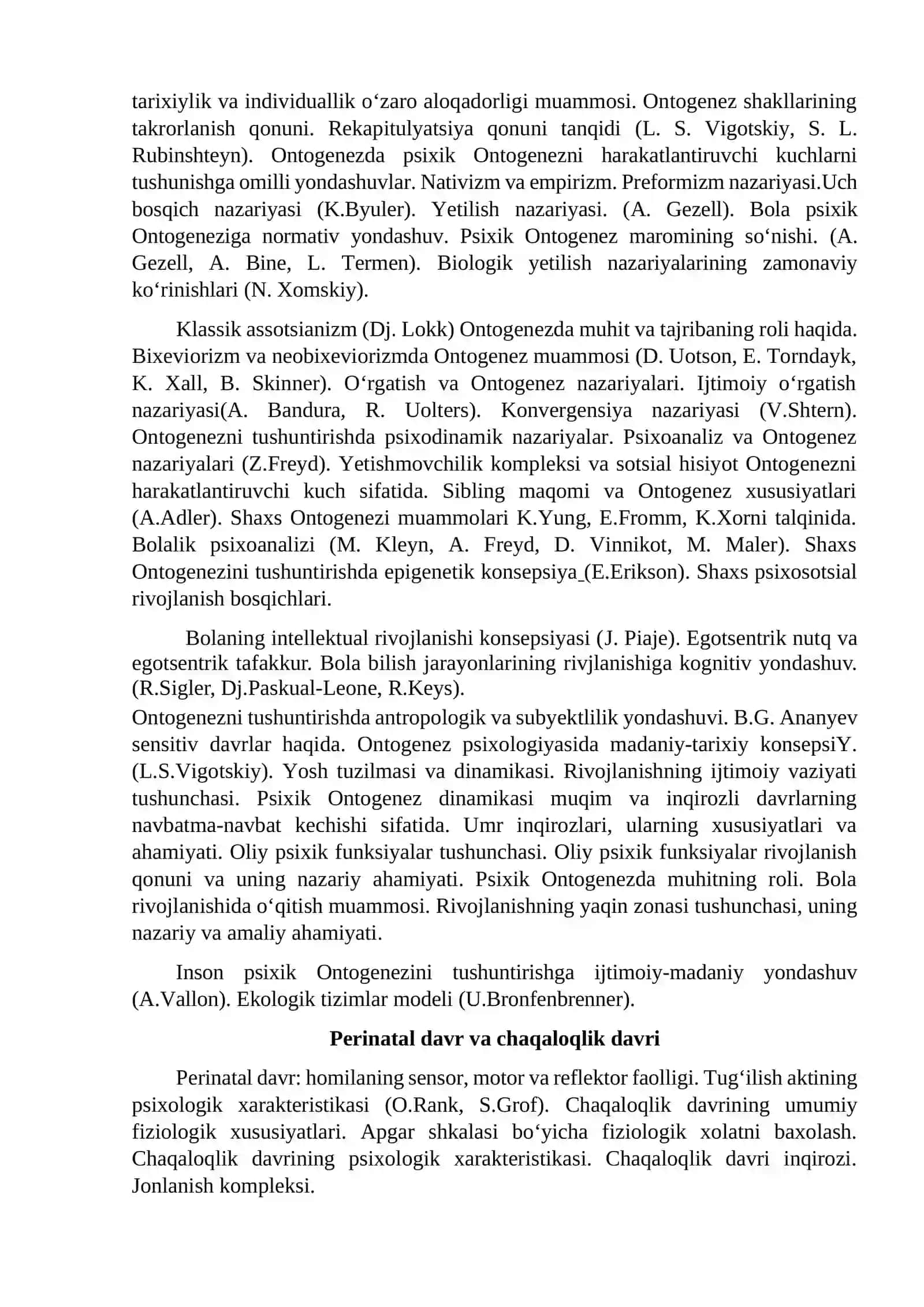 Ontogenez psixologiyasi fanining rivojlanish bosqichlari 2