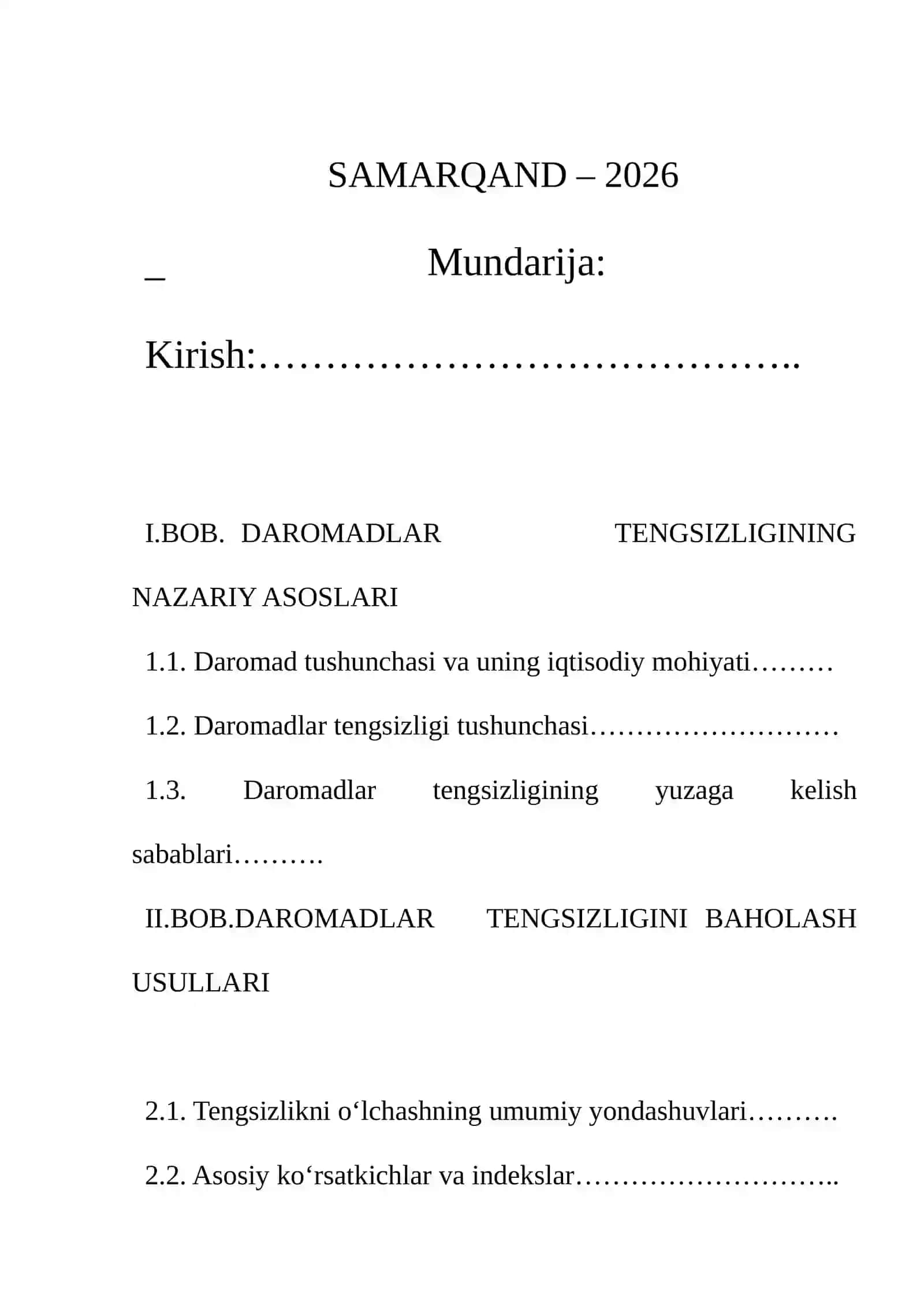 AHOLI DAROMADLARI TENGSIZLIGI VA UNI BAHOLLASH USULLARI 2