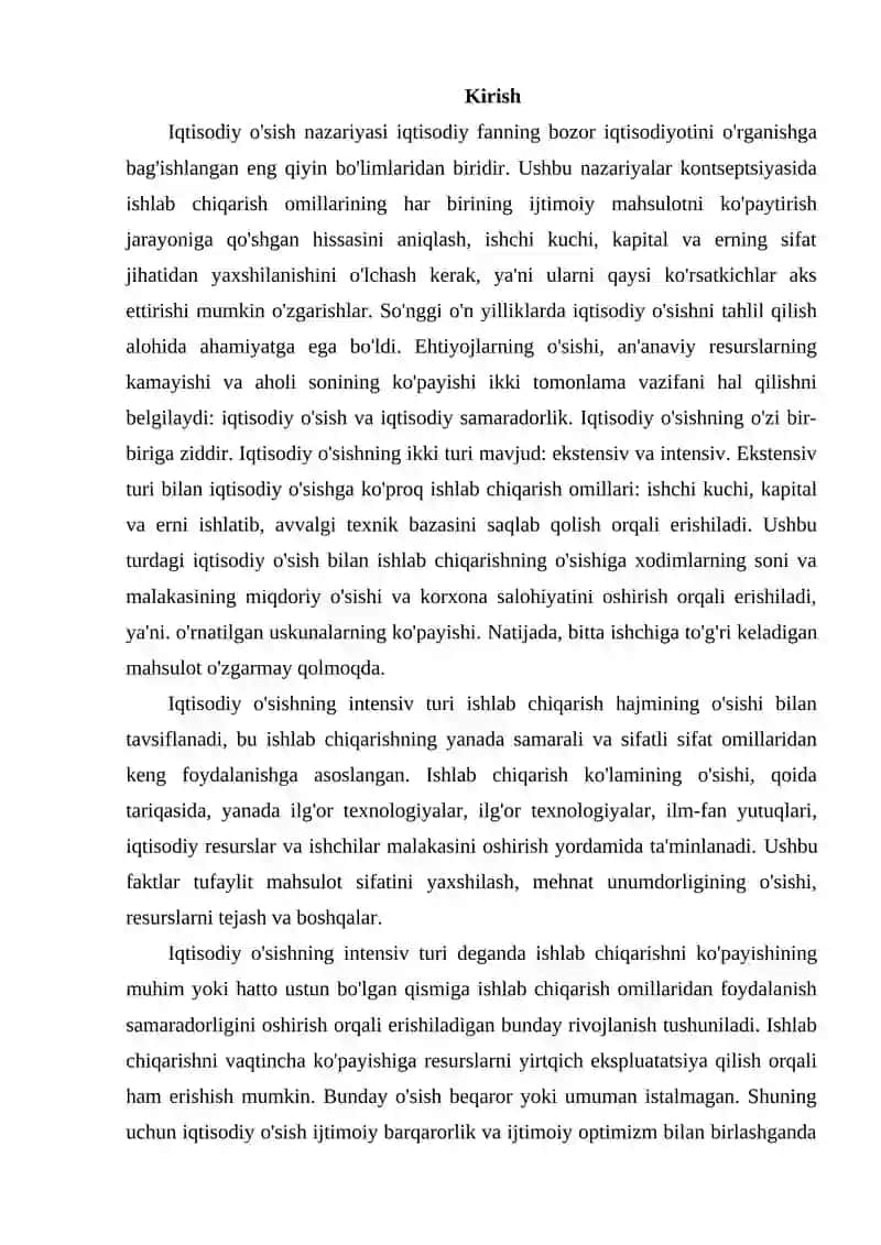 ZAMONAVIY IQTISODIY O'SISH OMILLARI 2