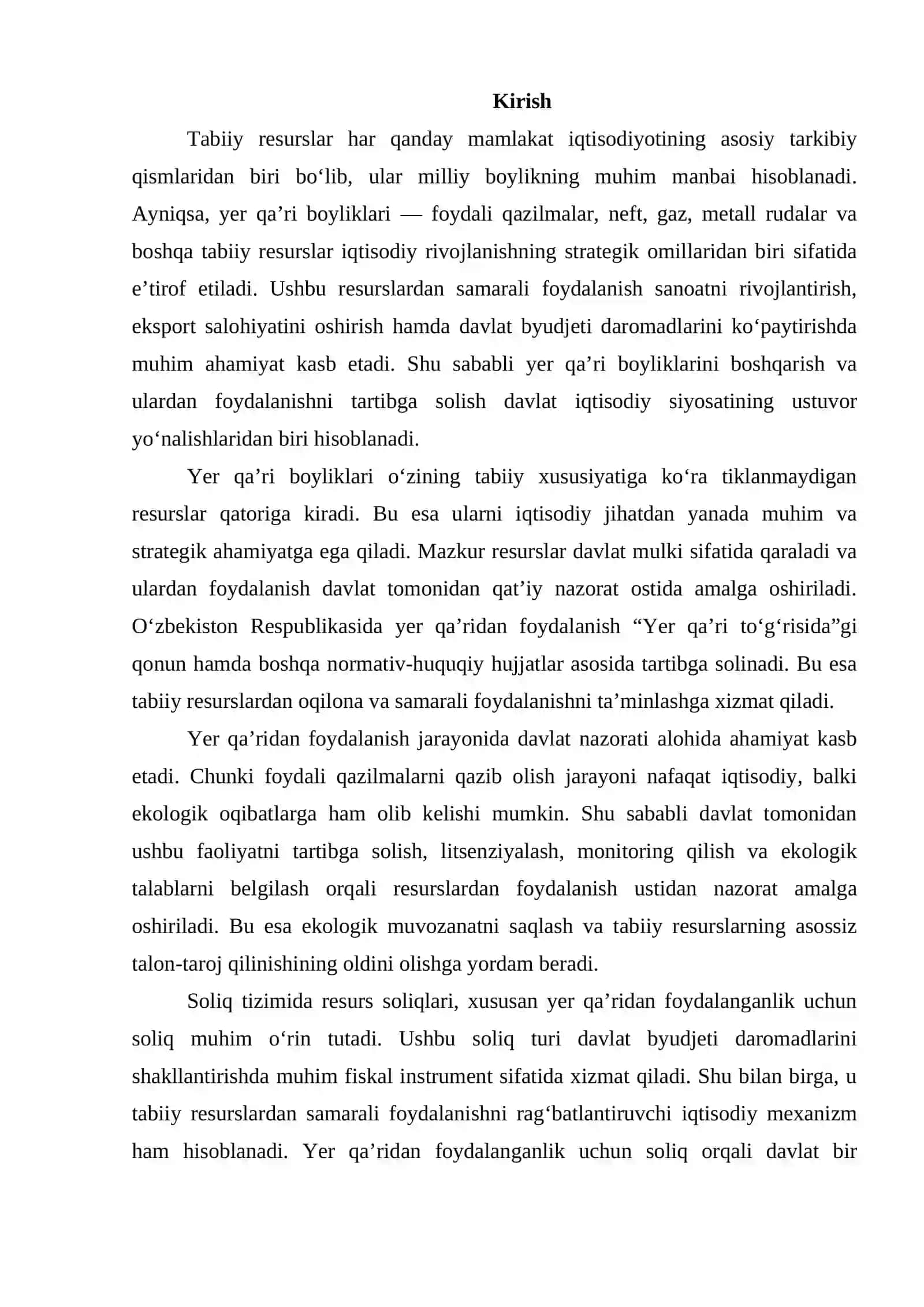 Yer qaʼridan foydalanganlik uchun soliq va uning iqtisodiy ahamiyati 2
