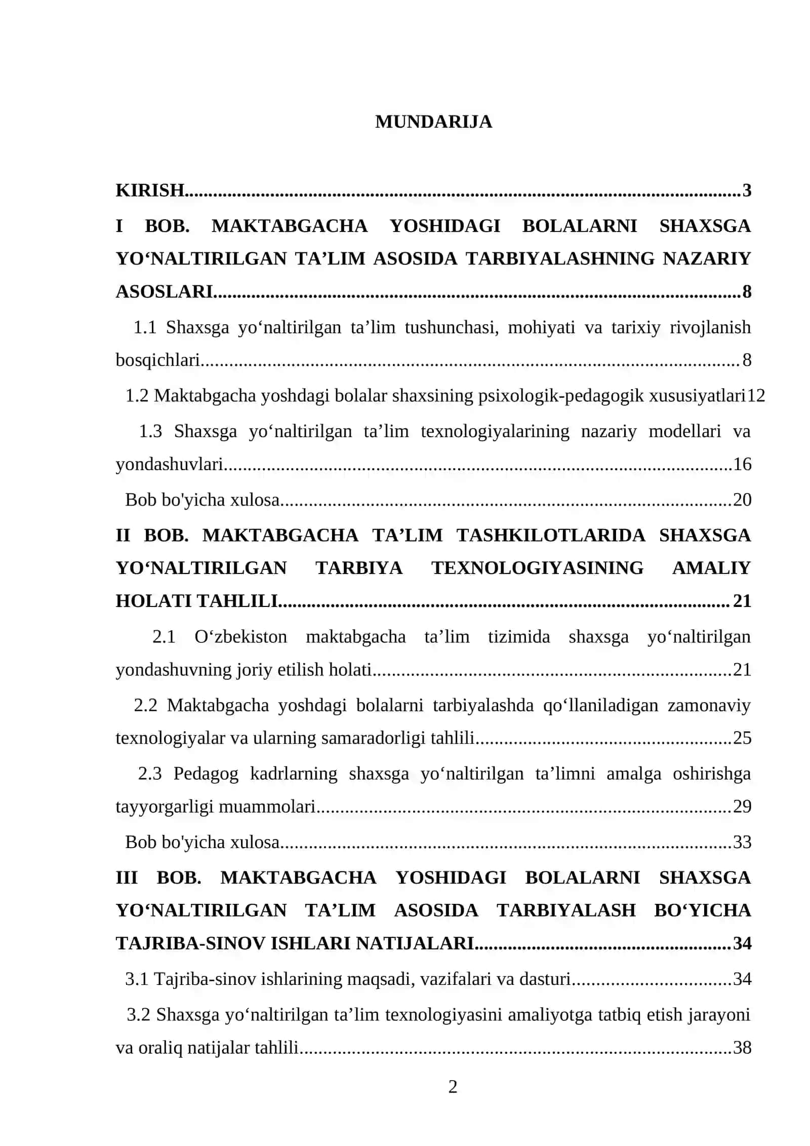 Maktabgacha yoshdagi bolalarni shaxsga yo’naltirilgan ta’lim asosida tarbiyalash texnologiyasi 2