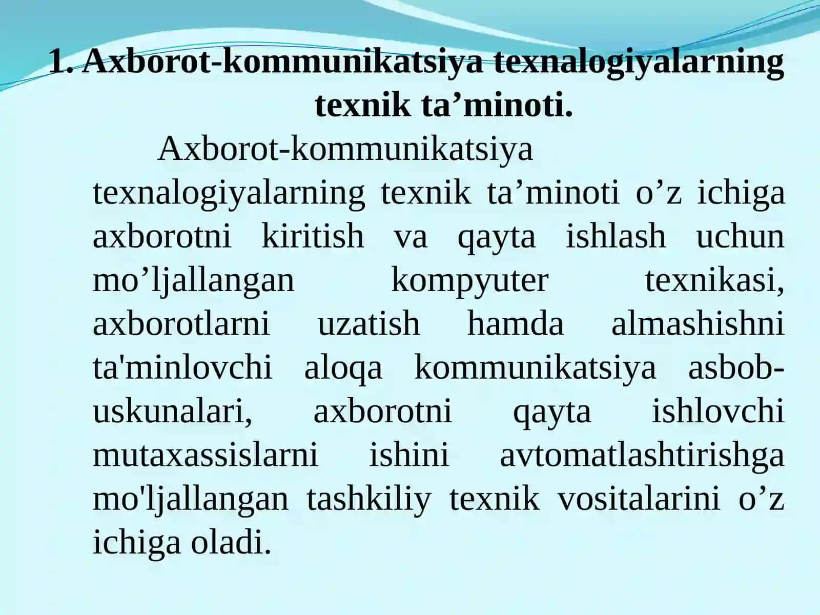 Axborot-kommunikatsiya texnologiyalarning texnik va dasturiy ta'minoti 2