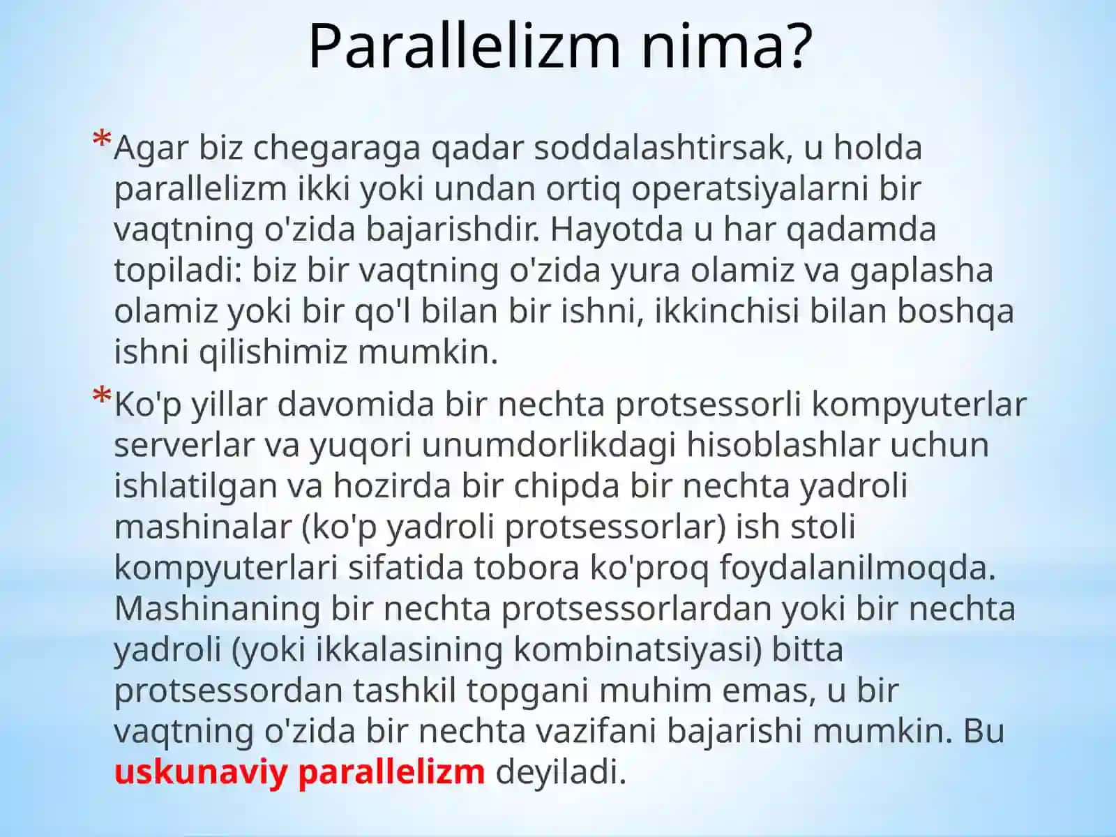 Parallelizm va parallelhisoblash muammolari 2