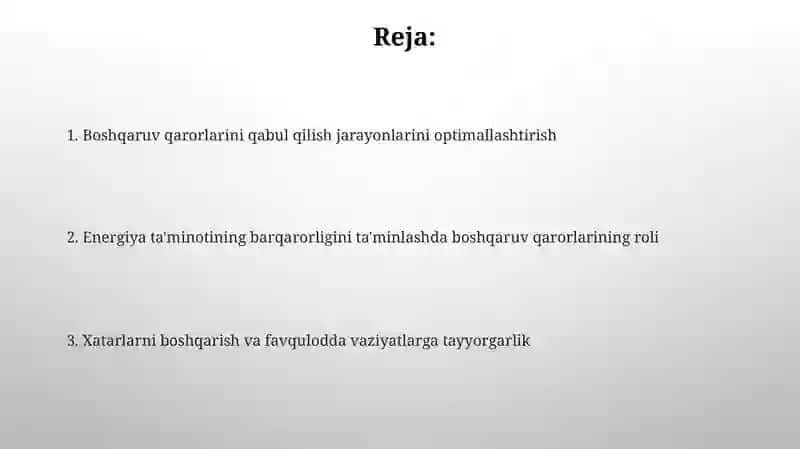 Энергия таъминоти барқарорлигини таъминлашда менежмент қарорларининг роли 2