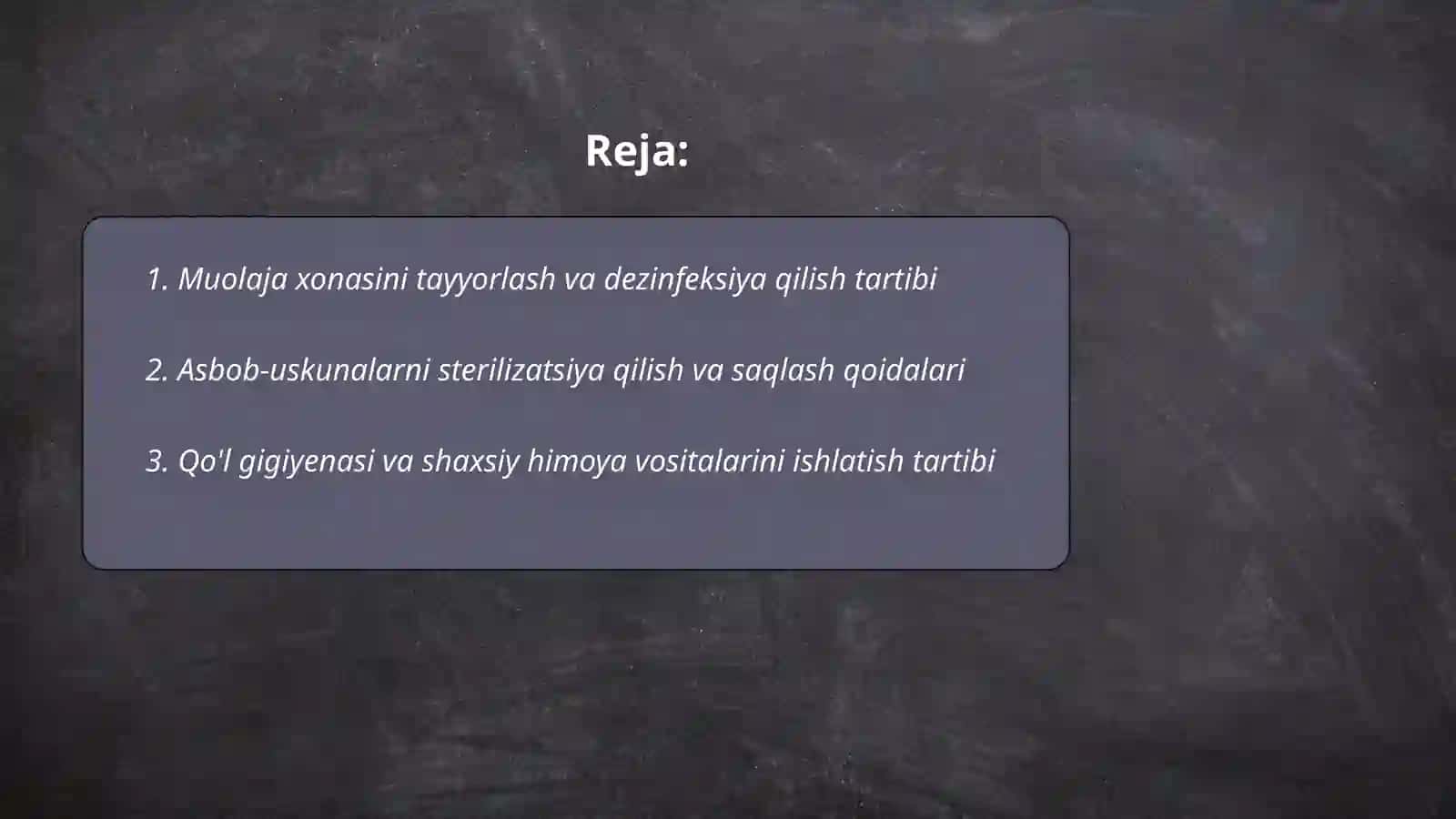 Muolaja honasida ishlash tartibi 2
