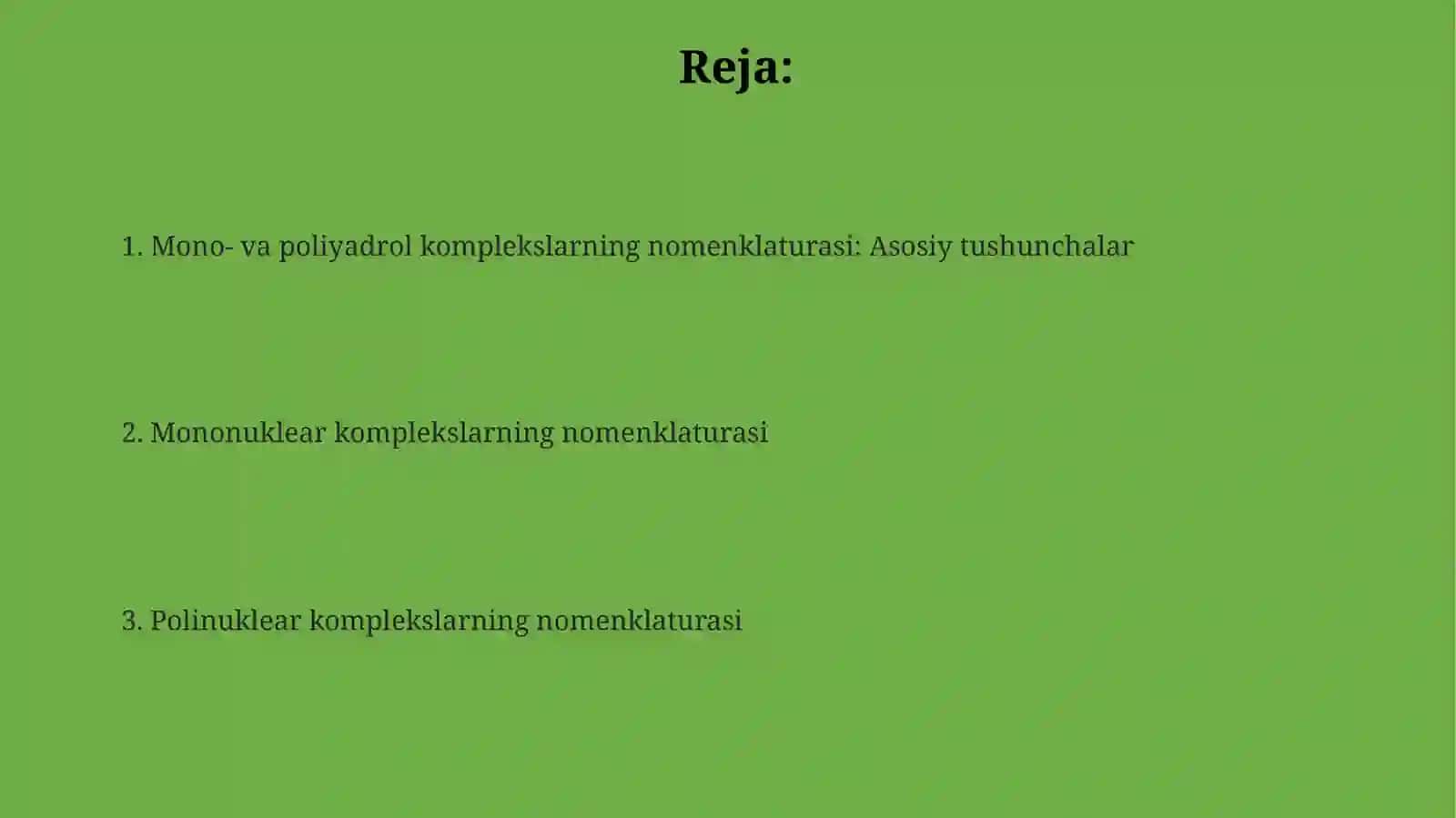 Bir va kóp yadroli komplekslarning nomlanishi 2