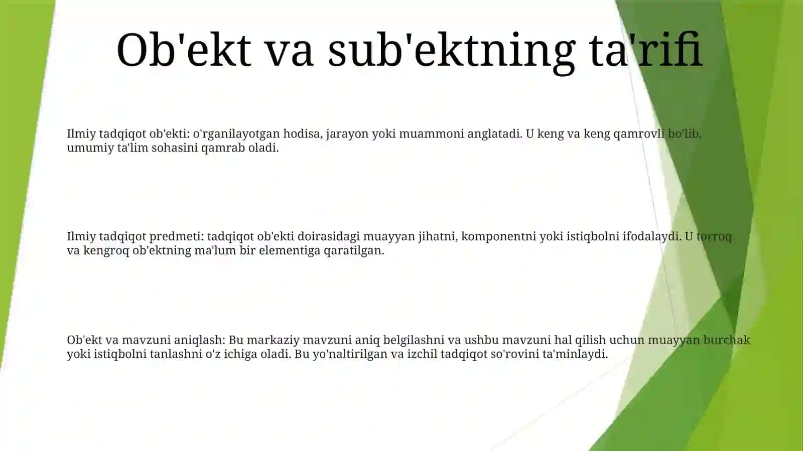 Ilmiy Tadqiqotning Ob'Yekti Va Predmetini Belgilash 2