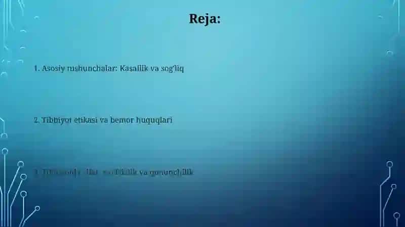 Asosiy tamoyillar va Tibbiyot 2