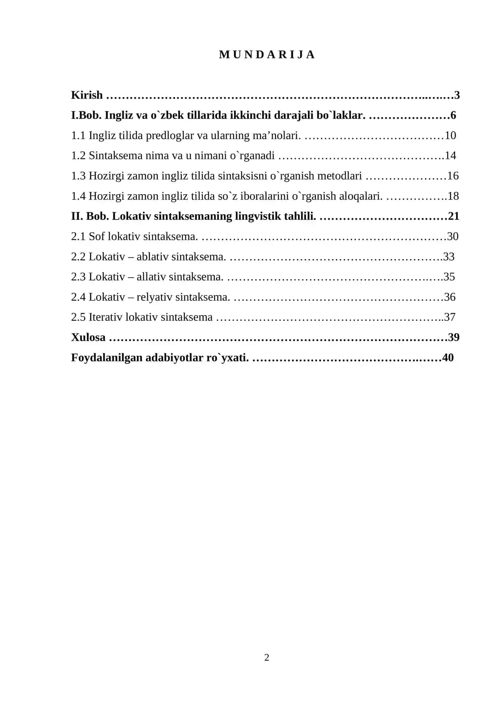 Hozirgi zamon ingliz tilida ”Lokativ” sintaktik semantik paradigmatikasi 2