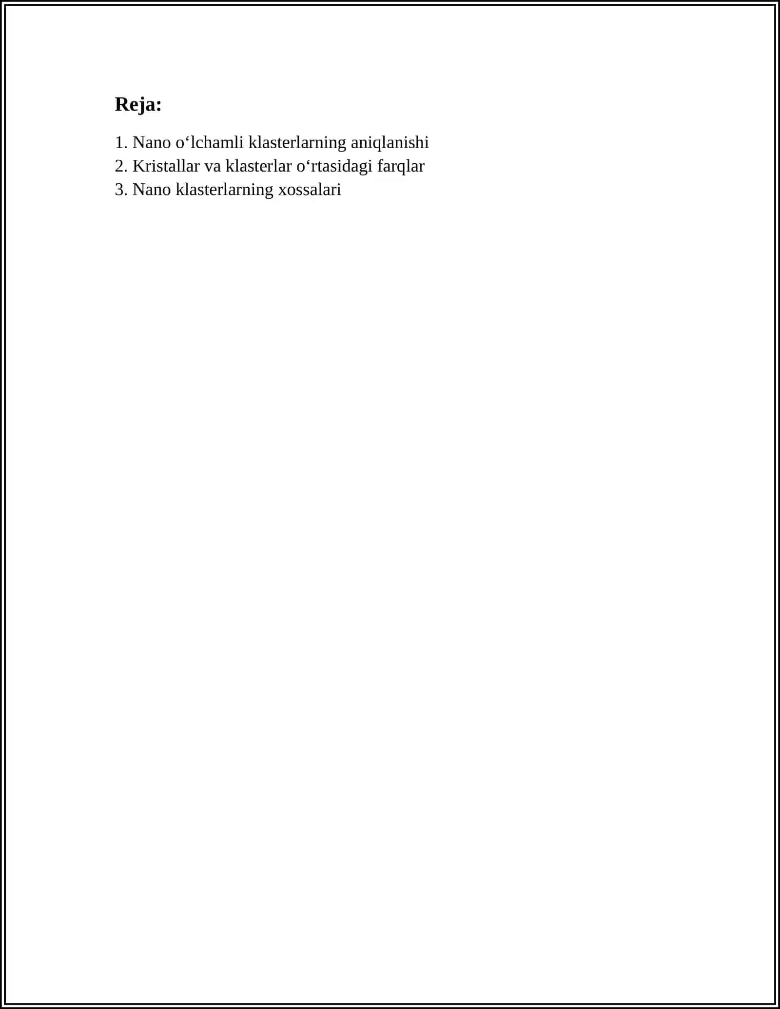 NANO OʻLCHAMLI KLASTERLAR VA KRISTALLAR 2