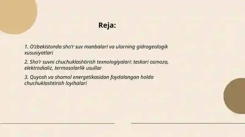 Shoʻr suvni chuchuklashtirish texnologiyalari 2