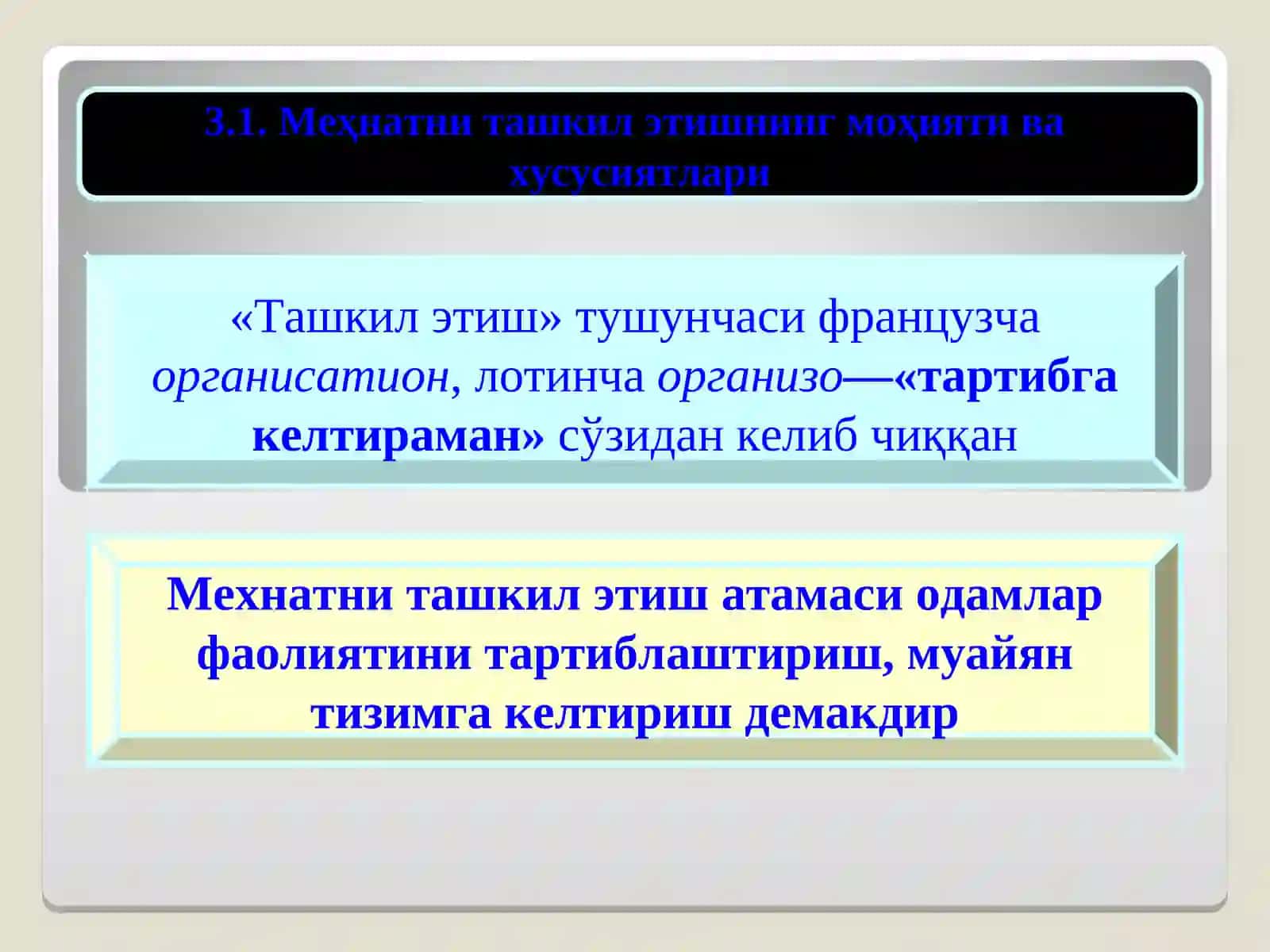 Меҳнатни ташкил этиш 2