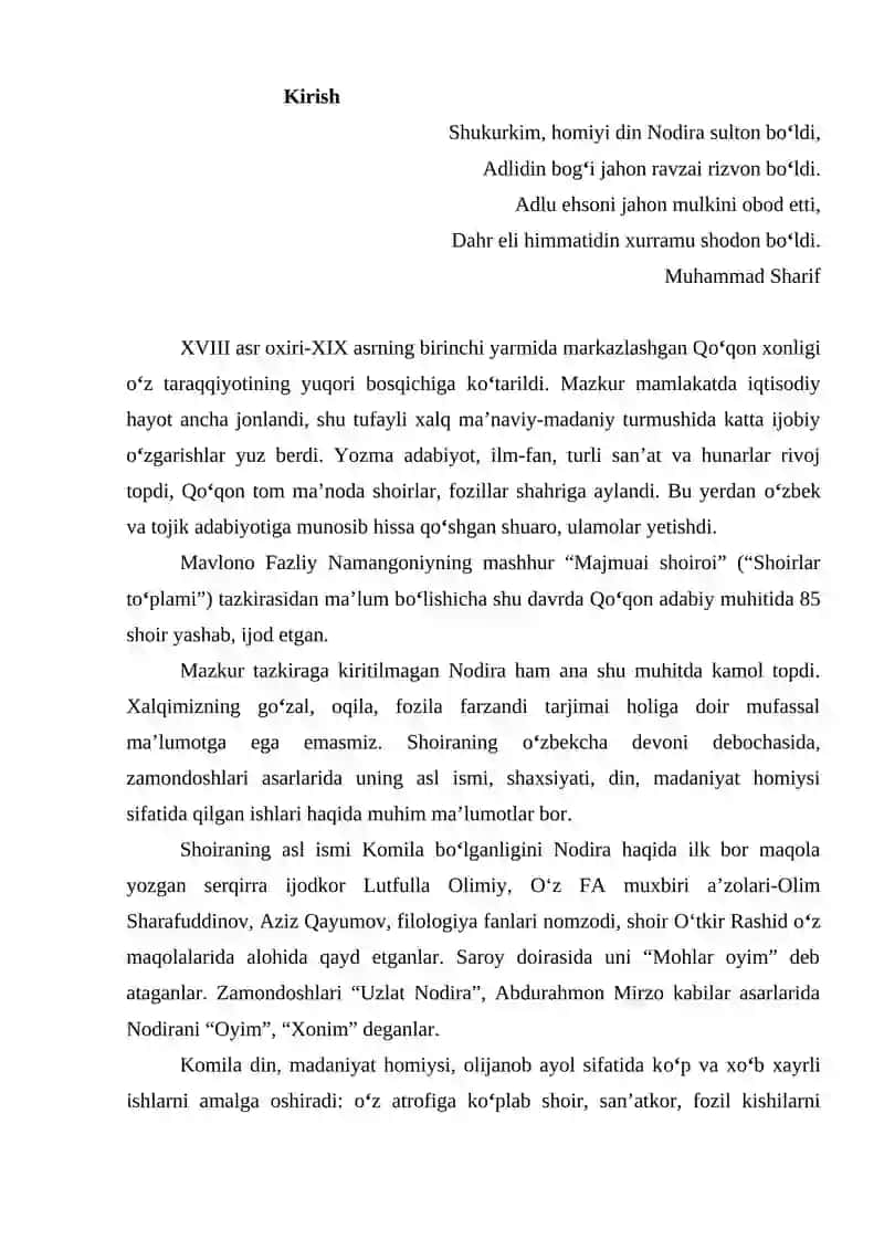 Nodiraning lirik merosi 2