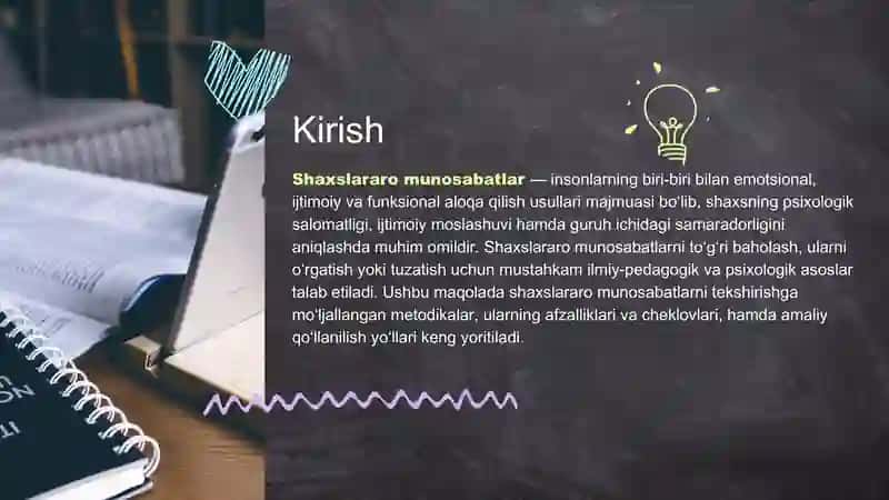 Shaxslararo munosabatlarni tekshirish metodikalari 2