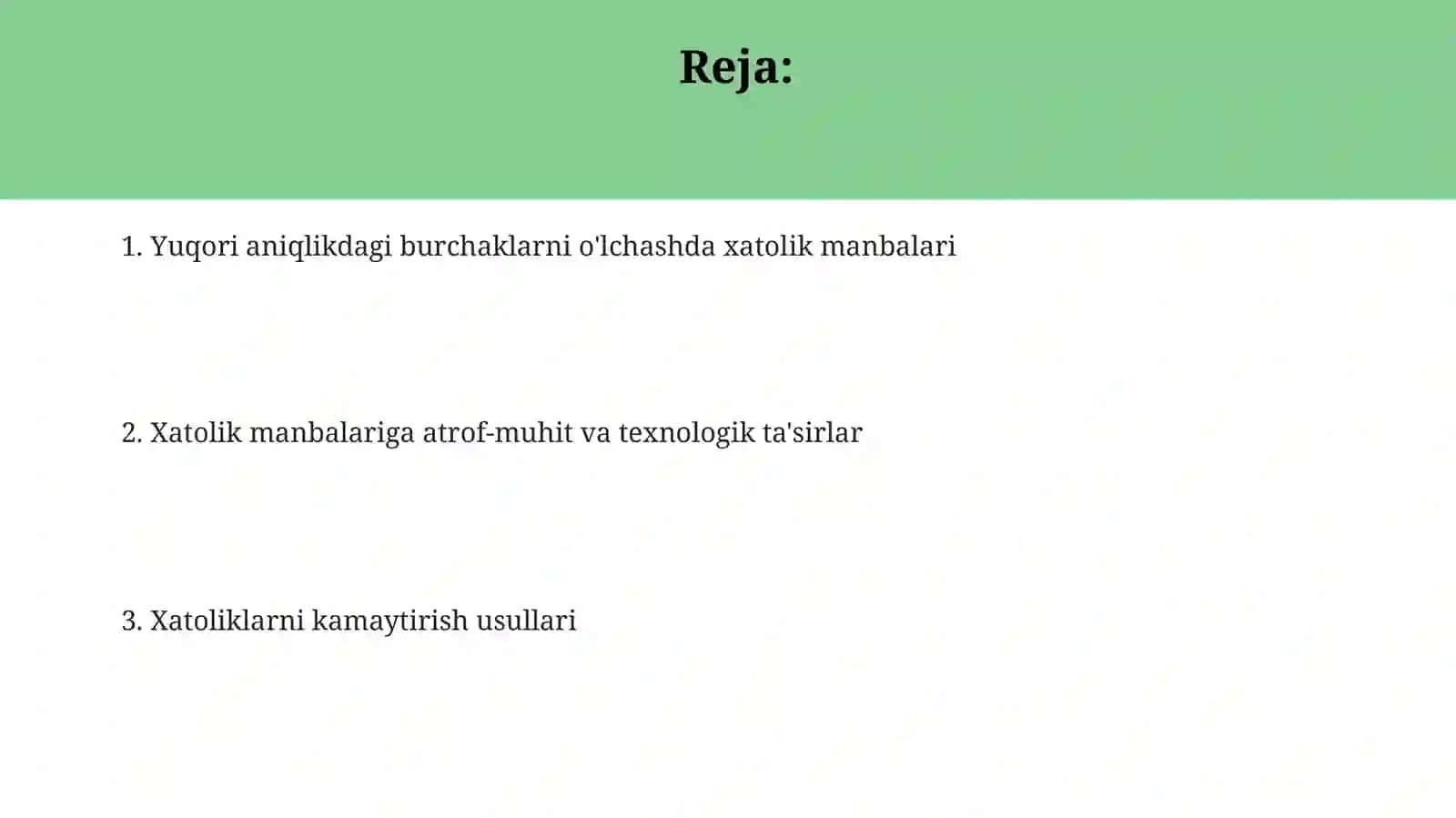 Yuqori aniqlikdagi burchaklarni o'lchashda xatolar manbai va ularning ta'sirini kamaytirish usullari 2