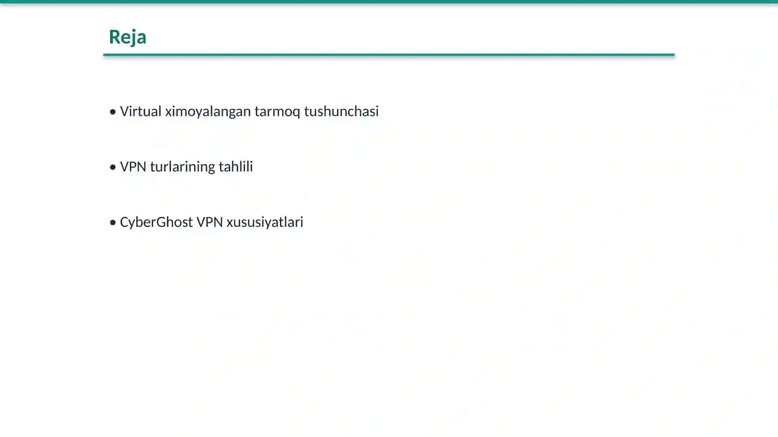 Virtual ximoyalangan tarmoq va undan amaliyotda foydalanish (masalan,CyberGhost yoki Express VPN misolida) 2