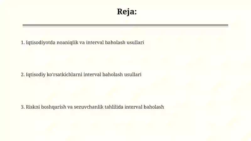 Iqtisodiy koʻrsatkichlarning noaniqlik sharoitida intervalli baholash usullarining qo'llanishi 2