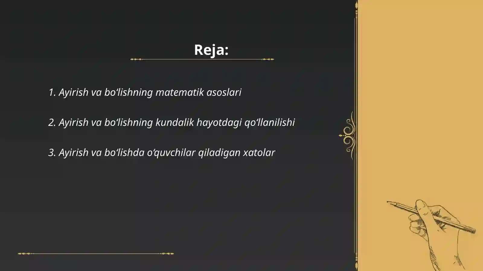 Ayirish va boʻlishning tarifi 2