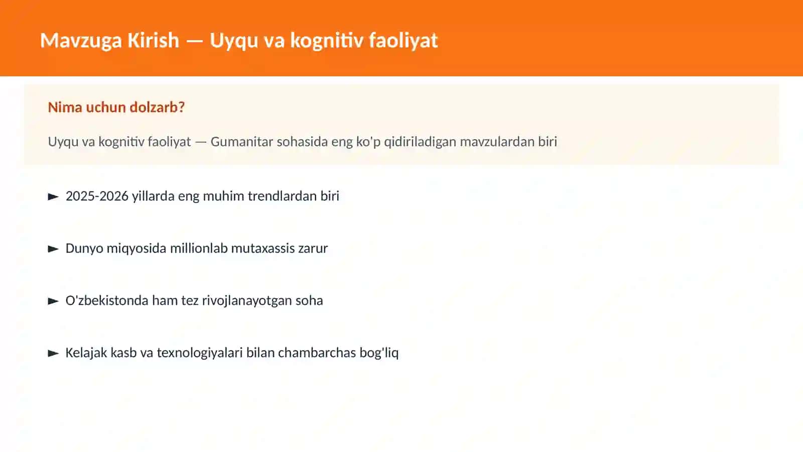 Uyqu va kognitiv faoliyat 2