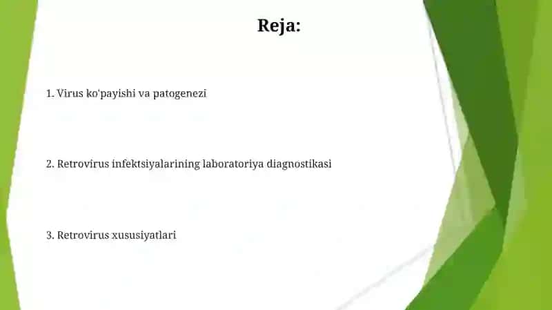 Retroviruslar, ularga tavsif va laboratoriyasi 2