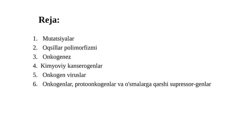 Mutatsiyalar va kanserogenez. 2