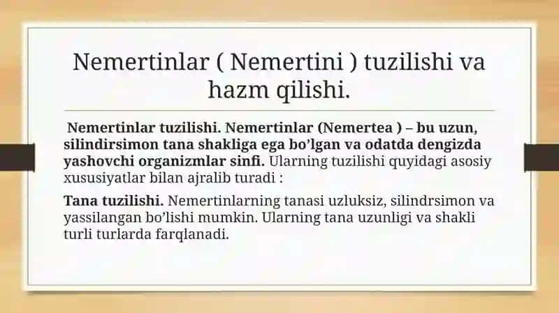 Nemertinlar (Nemertini) tuzilishi va hazm qilishi 2