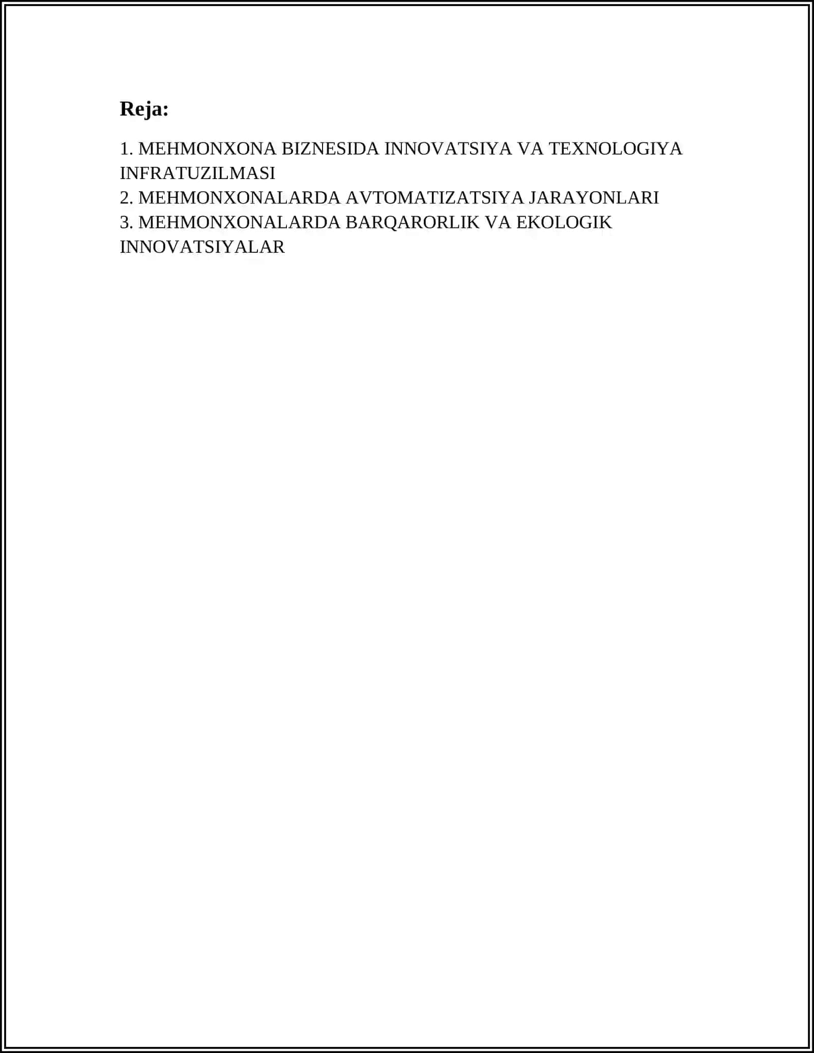 MEHMONXONA BIZNESIDA INNOVATSION JARAYONLARNING RIVOJLANISHI TARIXI 2