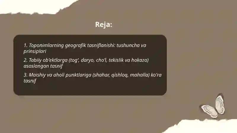 Toponimlarning geografik tasniflanishi 2