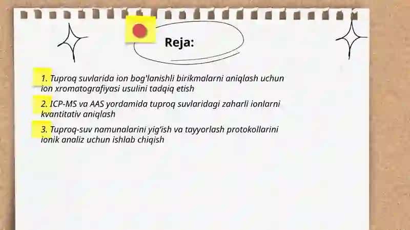 Tuproq suvlarida ion bog'lanishli birikmalarni aniqlash 2