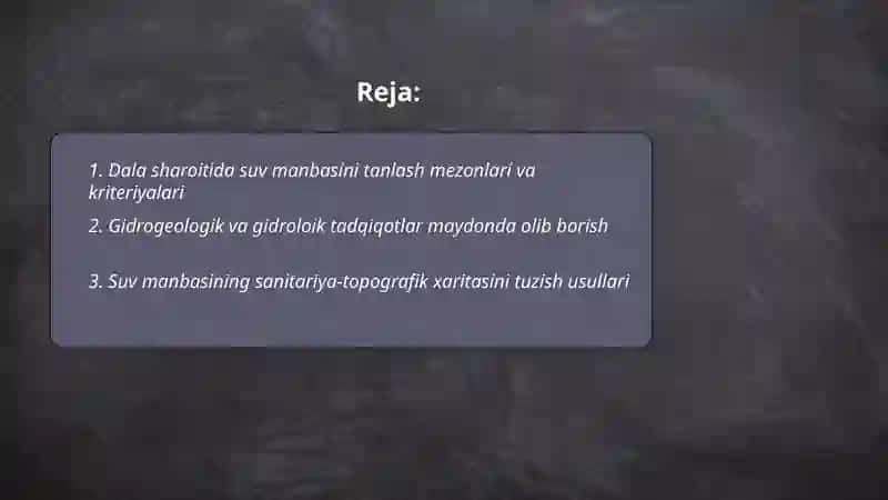 Dala sharoitida suv manbasini tanlash 2