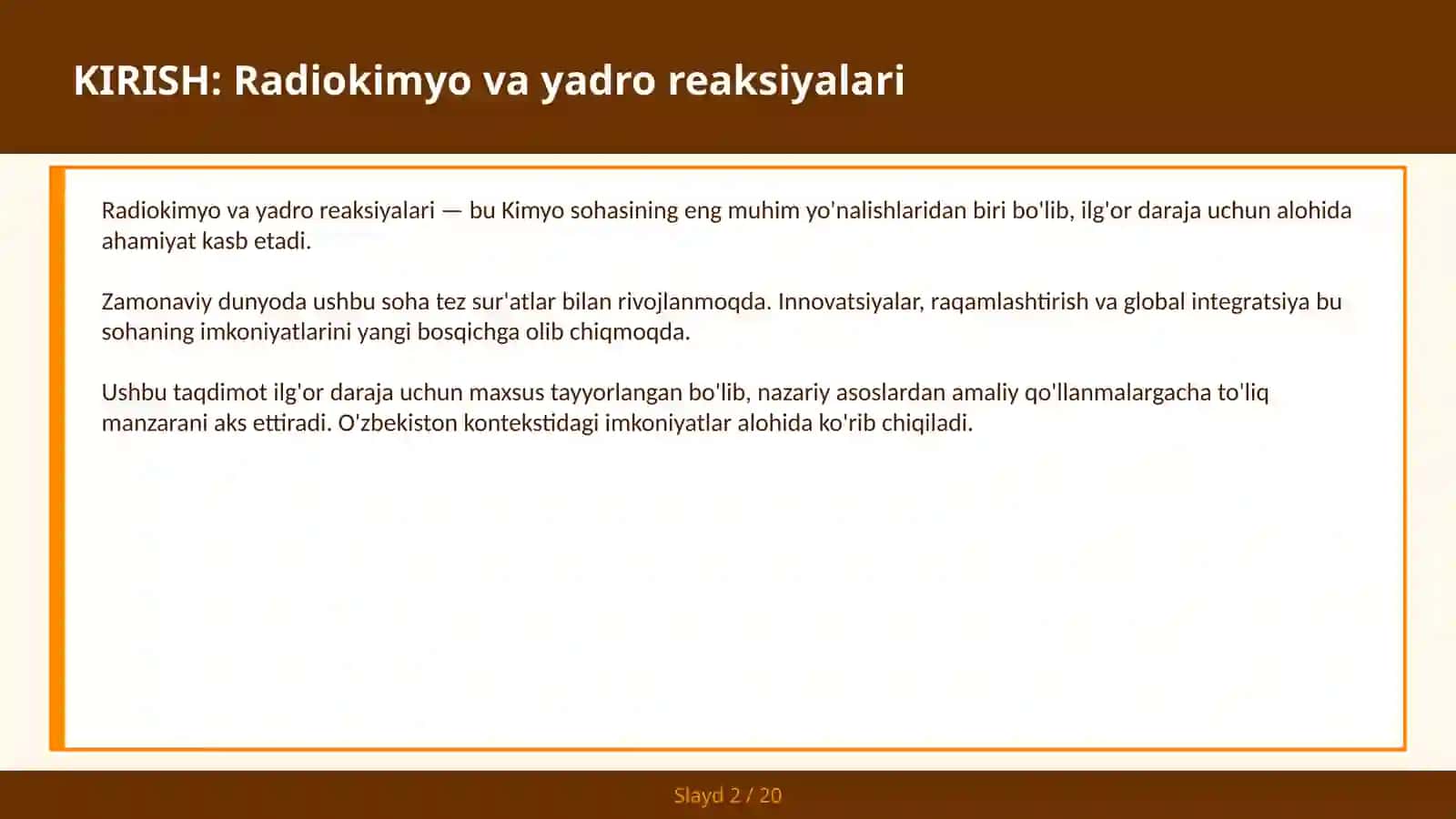 Radiokimyo va yadro reaksiyalari 2