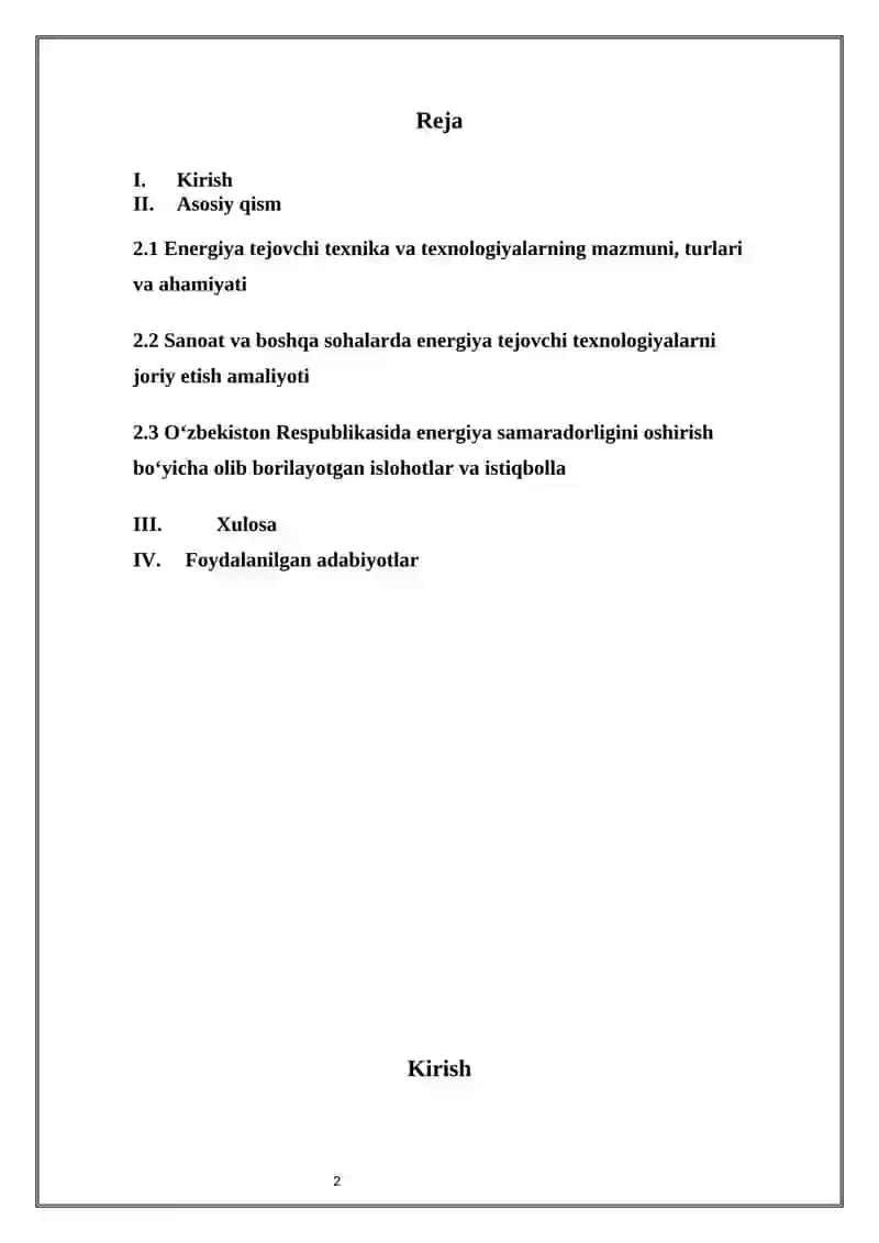 Energiya tejovchi texnika va texnologiyalar 2