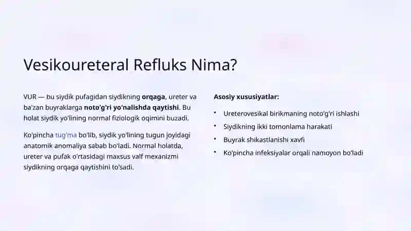 Tug'ma Vesikoureteral Refluks (VUR): Sabablari va Klinik Ko'rinishlari 2