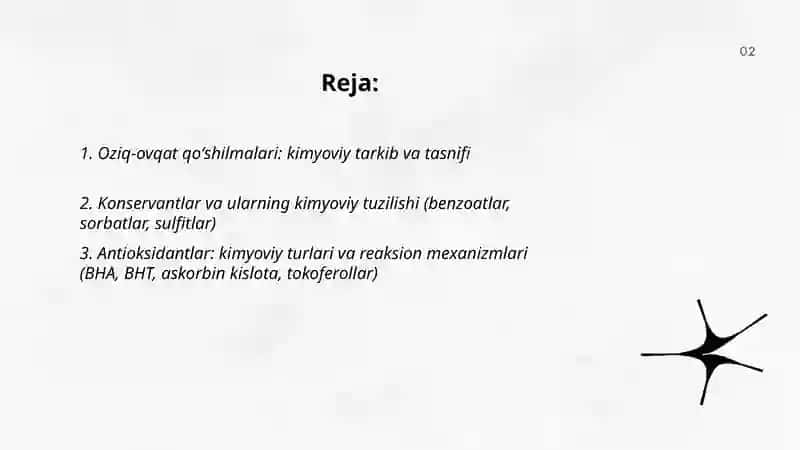 Oziq-ovqat qo'shilmalari va ularning kimyoviy tarkibi 2