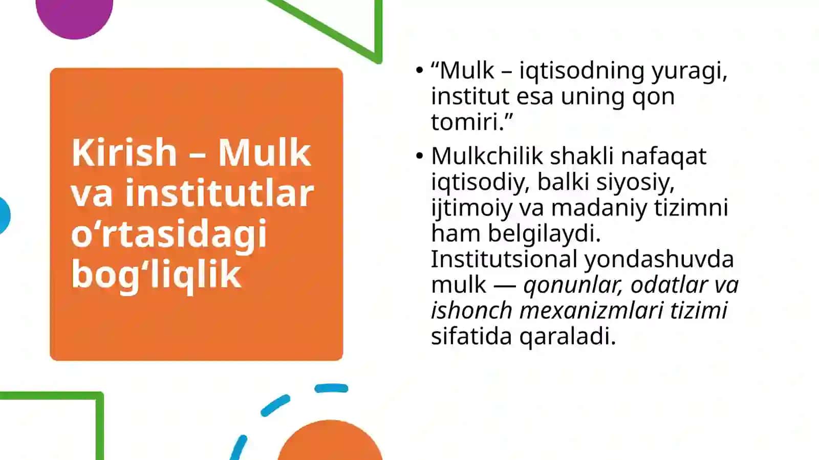 Iqtisodiy rivojlanishda mulkchilik shakllarining institutsional o‘zgarishlari 2